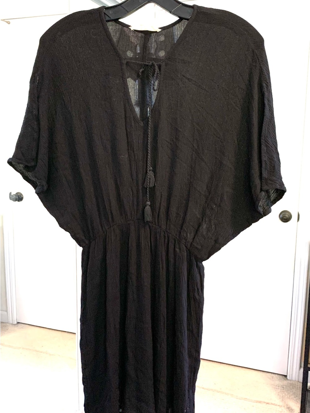 lovestitch Black Mini Dress with Tie-Front Detail Sz Small